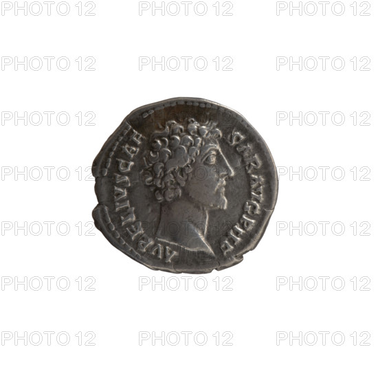 Denarius, Marcus Aurelius (121–180; Roman emperor 161–180), issuer: Antoninus Pius (86–161; Roman emperor 138–161). Obverse: Head of young Marcus Aurelius without a cap to the right, inscription AVRELIVS CAE SAR AVG PII F circumferential. Reverse: Honos (personification) stands left, holding a branch in his right hand and a cornucopia in his left, inscription C O S I I circumferential. Ca. 145–147. Roman Empire; Rome. Coin. Diameter 17.0–18.5 mm; weight 3.56 g; axis 180°.