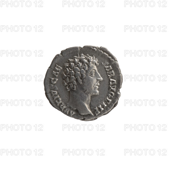 Denarius, Marcus Aurelius (121–180; Roman emperor 161–180), caesar 139–161; issuer: Antoninus Pius (86–161; Roman emperor 138–161). Obverse: head of young Marcus Aurelius without a covering, right; legend partly given as 'AVREIV, CAE -' and 'AR AVG PII F' circumferential. Reverse: Honos (personification) stands left, holding a branch in his right hand and a cornucopia in his left. Iconography: personifications, Honos, branches, cornucopias. Date: ca. 145–147. Roman Empire, Rome. Coin; diameter 17.0–18.0 mm; weight 2.75 g; axis 0°.