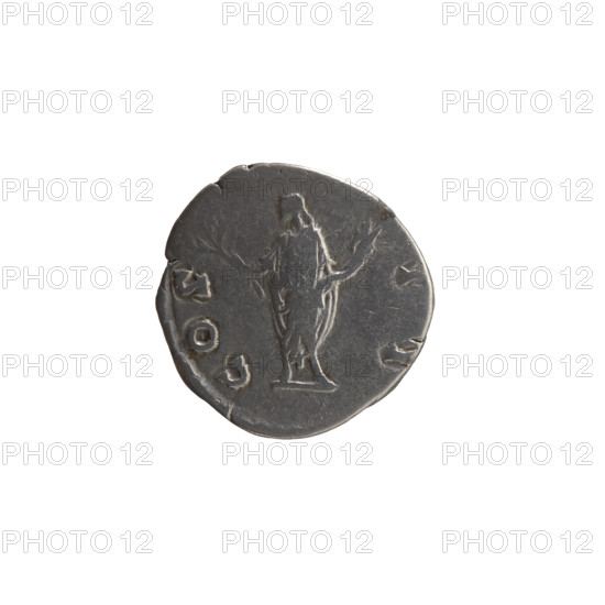 Denarius, Marcus Aurelius (121–180; Roman emperor 161–180; caesar 139–161). Obverse: Head of young Marcus Aurelius without a cap to the right, inscription 'AVRELIVS CAE SAR AVG PII F' circumferential. Reverse: Honos (personification) stands left, holding a branch in his right hand and a cornucopia in his left, with inscription 'C OS•II' circumferential. Twigs and cornucopias depicted. Date: 145–147. Roman Empire, Rome. Coin. Diameter 17.0–17.5 mm; weight 3.39 g; axis 180°.