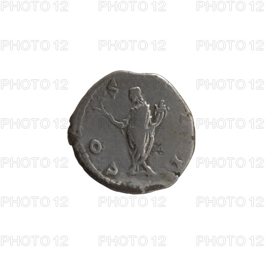 Denarius, Marcus Aurelius (121–180; Roman emperor 161–180), caesar 139–161; issuer: Antoninus Pius (86–161; Roman emperor 138–161). Obverse: Head of young Marcus Aurelius without a cap, facing right; inscription AVRELIVS CAE SAR AVG PII F (circumferential). Reverse: Honos (personification) stands left, holding a branch in his right hand and a cornucopia in his left; inscription C O S (circumferential). Date: ca. 145–147. Place: Rome, Roman Empire. Medium: silver coin (denarius). Dimensions: diameter 17.5–18.0 mm; weight 3.52 g; axis 180°.