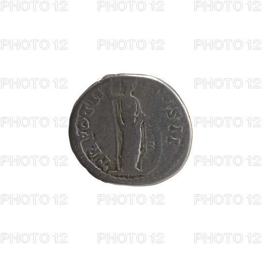 Denarius, Marcus Aurelius (121–180; Roman emperor 161–180), caesar 139–161; issuer: Antoninus Pius (86–161; Roman emperor 138–161). Obverse: Head of young Marcus Aurelius without a cap to the right, inscription AVRELIVS CAES - AR AV, II F all around. Reverse: Minerva stands right; she holds a spear in her raised right hand, her left hand rests on a shield standing on the ground, inscription TR POT II -, OS II all around. Roman deities: Minerva (myth.); Marcus Aurelius (heir to the throne; 138–161) — iconography: spears, shields. Date: 147–148. Culture/place: Roman Empire, Rome. Object type/material: coin (denarius). Diameter: 16.5 mm and 18.5 mm; weight: 3.20 g; axis: 195°.