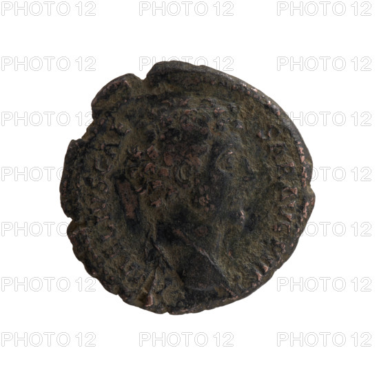 as/dupondius, Marcus Aurelius (121–180; Roman emperor 161–180), (caesar 139–161), Antoninus Pius (86–161; Roman emperor 138–161) (issuer), personifications, cornucopias, scepters; obverse: head of young Marcus Aurelius bare, right, inscription A RELIVS CAE - SAR AVG PII F around; reverse: Honos stands frontally, head turned right, holds long scepter in right hand and cornucopia in left, inscription T - R POT II - around, field HO-NOS/SC.; dated 147–148; Roman Empire, Rome; coin (as/dupondius), diameter 26.0 mm, weight 10.90 g, axis 180°.