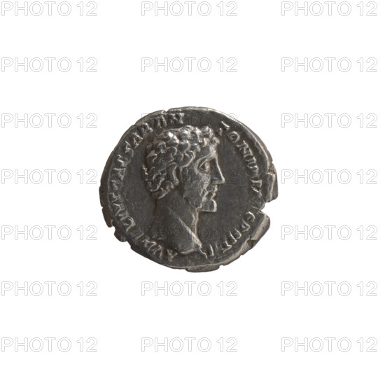 Denarius, Marcus Aurelius (121–180; Roman emperor 161–180), caesar 139–161; Antoninus Pius (86–161; Roman emperor 138–161) — issuer. Iconography: Head of young Marcus Aurelius without a cap to the right; legend 'AVRELIVS CAESAR AN TONINI A, G PII FI' all around. Reverse: Clementia (personification) stands frontally, head turned left, holding a patera in her right hand and lifting the hem of her robe with her left; legend 'TR POT III COS II' all around, 'CLEM' in section. Date: 148–149. Roman Empire (27 BC–476), Rome. Coin; diameter 16.5–17.5 mm, weight 2.91 g, axis 180°.