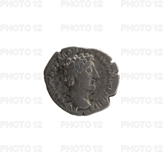 Denarius; obverse: Head of young Marcus Aurelius without a cap to the right, inscription 'AVRELIVS CAESAR AN...NINI AVG P...IL'; reverse: Clementia (personification) stands frontally, head turned left, holds a patera in her right hand and lifts the hem of her robe with her left, inscription 'TR O III - COS...CLEM'; issuer: Marcus Aurelius (heir to the throne, ca. 138–161) under Antoninus Pius; iconography references: Marcus Aurelius, Antoninus Pius, Clementia, paterae; date: 148–149 CE; Roman Empire, Rome; coin (silver), diameters 17.0–18.0 mm, weight 3.18 g, axis 180°.