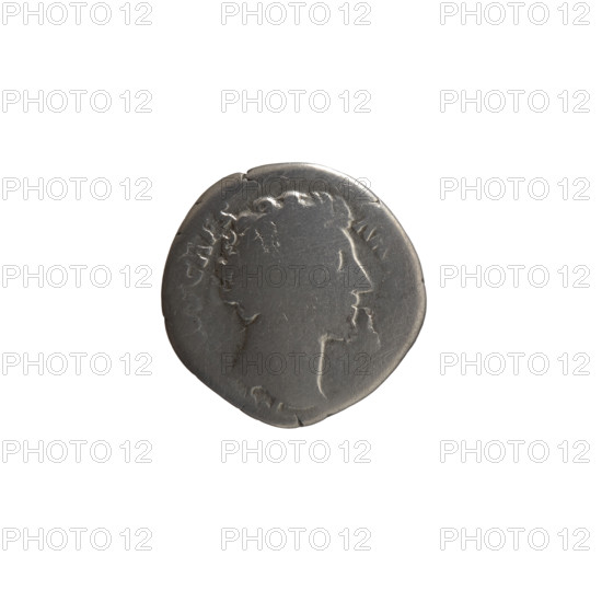 Denarius, Marcus Aurelius (121–180; Roman emperor 161–180), caesar 139–161; issuer: Antoninus Pius (86–161; Roman emperor 138–161). Obverse: head of young Marcus Aurelius bare, facing right, inscribed S CAES - AR all around. Reverse: Genius Exercitus (personification) standing left, holding a patera above an altar in his right hand and a legionary sign in his left, inscribed T VII all around. Date: 152–153. Roman Empire, Rome. Coin: diameter 16.5–17.0 mm, weight 2.67 g, axis 180°.