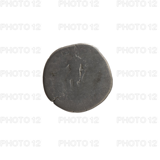 Denarius depicting head of young Marcus Aurelius bare to right; inscription 'S CAES - AR' around. Reverse: Genius Exercitus (personification) standing left, holding a patera above an altar in his right hand and a legionary sign in his left; legend 'T VII -' around. Issued under Marcus Aurelius (121–180; Roman emperor 161–180; caesar 139–161) and Antoninus Pius (86–161; Roman emperor 138–161) — issuer Antoninus Pius. Iconography notes: Marcus Aurelius (heir to the throne; 138–161), Genius Exercitus, personifications, altars, paterae, legionary signs. Date ca. 152–153 CE. Roman Empire (27 BC–476), Rome. Coin: silver denarius, diameter 16.5–17.0 mm, weight 2.67 g, axis 180°.