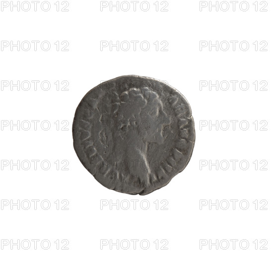 Denarius, Marcus Aurelius (121–180; Roman emperor 161–180), issuer: Antoninus Pius (86–161; Roman emperor 138–161). Obverse: Head of young Marcus Aurelius bare, right; inscription 'AVRELIVS CAES AR AVG PII FI'. Reverse: Genius (Genius Exercitus) standing left, holding a patera above an altar in his right hand and a legionary sign in his left; inscription 'TR POT VIII COS II'. Date: 153–154. Culture/place: Roman Empire, Rome. Medium: silver coin. Dimensions: diameter 17.0–18.0 mm; weight 2.75 g; axis 180°.