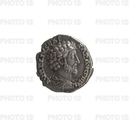 Denarius, Marcus Aurelius (121–180; Roman emperor 161–180), caesar 139–161; issuer: Antoninus Pius (86–161; Roman emperor 138–161). Obverse: Bust of young Marcus Aurelius without a covering, in paludamentum, right, legend 'AVRELIVS CAESAR AVG PII FIL'. Reverse: Minerva stands left, holds an owl in her outstretched right hand, rests her left hand on a shield and spear; inscription 'R·OT·VIIII·COS·II' (R OT VIIII COS II). Roman deities; iconography: Marcus Aurelius (heir to the throne), Minerva, owls, shields, spears, paludamentum. Date: 154–155. Culture/place: Roman Empire, Rome. Object type: coin (denarius). Materials/measurements: AV, diameter 17.5 mm, weight 3.50 g, axis 180°.