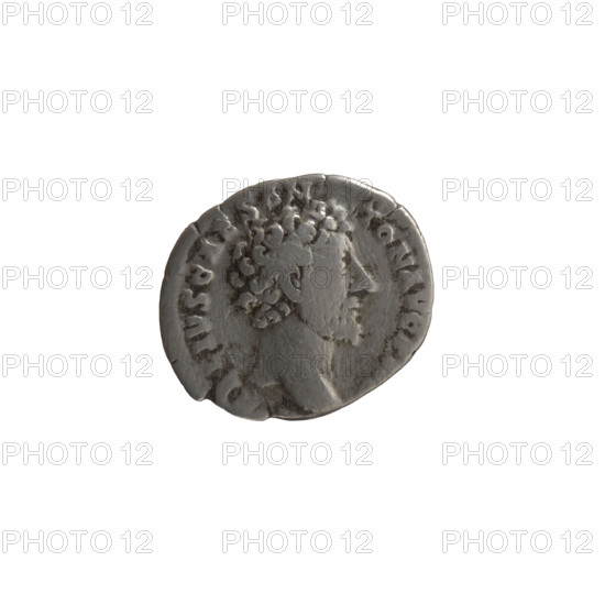 Denarius, Marcus Aurelius (121–180; Roman emperor 161–180), caesar 139–161; Antoninus Pius (86–161; Roman emperor 138–161) — issuer. Obverse: Head of young Marcus Aurelius without a cap to the right, legend RELIVS CAES AN-TON AVG PII. Reverse: Aequitas (personification) stands left, holds scales in his outstretched right hand and a staff (pertica) in his left hand, legend TR POT X — OS II. Date: 155–156. Roman Empire, Rome. Coin; diameter 15.5–18.0 mm, weight 2.85 g, axis 180°.