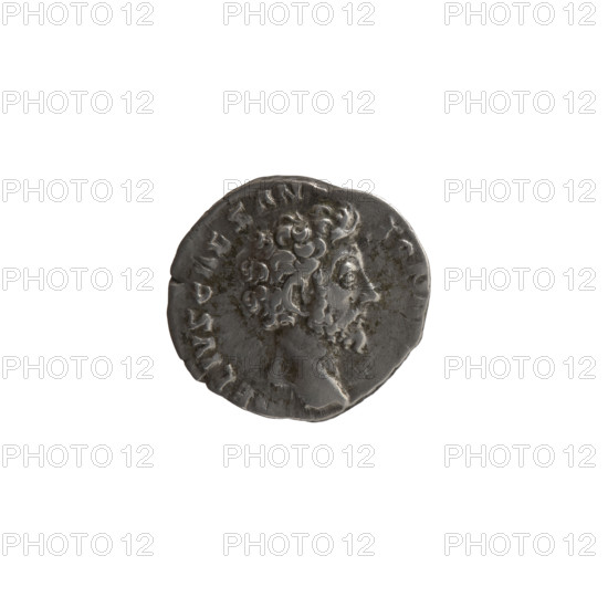 Denarius, Marcus Aurelius (121–180; Roman emperor 161–180), caesar 139–161; issuer: Antoninus Pius (86–161; Roman emperor 138–161); iconography: personifications, parazonium (attribute), Virtus, spears. Obverse: head of young Marcus Aurelius without a cap to the right, legend ELIVS CAES AN-TON all around. Reverse: Virtus standing left, holding a parade dagger (parazonium) in his right hand and a spear with the head down in his left, legend X-COS II all around. Date: 155–156. Roman Empire (27 BC–476), Rome. Coin: diameter 16.0–17.0 mm, weight 3.60 g, axis 0°.