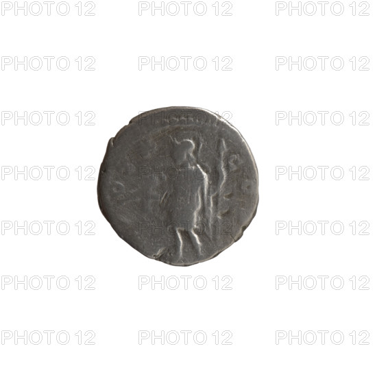 Denarius, Marcus Aurelius (121–180; Roman emperor 161–180), caesar 139–161; issuer: Antoninus Pius (86–161; Roman emperor 138–161); obverse: head of young Marcus Aurelius without a cap to the right, inscription 'AVRELIVS CAES, VG PII F' all around; reverse: Virtus stands left, in his right hand he holds a parade dagger (parazonium), in his left hand a spear with the head downwards, inscription 'P - OT X - CO' all around; date: 155–156; Roman Empire (27 BC–476), Rome; coin; diameter 16.0–16.5 mm; weight 2.78 g; axis 180°.