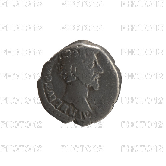 Denarius, Marcus Aurelius (121–180; Roman emperor 161–180), ca. 157–158. Obverse: Head of Marcus Aurelius (without a cap) right, inscription AVRELIVS CA. Reverse: Felicitas standing left, holding a caduceus in right hand and a scepter in left, inscription X-II-COSI. Iconography: caduceus, scepters, personifications, columns. Roman Empire, Rome. Coin; diameter 16.0–16.5 mm, weight 3.18 g, axis 30°.