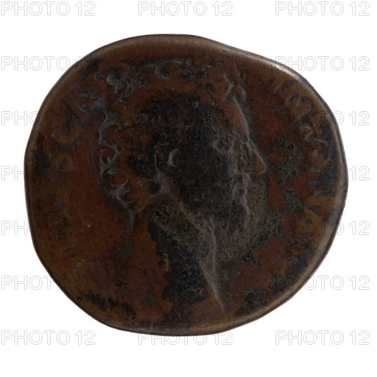 Sestertius, Marcus Aurelius (121–180; Roman emperor 161–180), (caesar 139–161); issuer: Antoninus Pius (86–161; Roman emperor 138–161). Obverse: Head of Marcus Aurelius without a covering to the right, inscription ELIVS CAES - ANTON AVG P. Reverse: Felicitas standing left, holding a caduceus in her right hand and a scepter in her left, inscription TR POT - XI, in SC. Date: 157–158. Roman Empire, Rome. Coin (sestertius): diameter 27.5–29.5 mm, weight 21.55 g, axis 180°. Iconography: caduceus, personifications (Felicitas), scepters, columns.