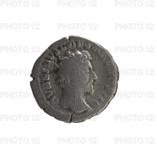 Denarius, Marcus Aurelius (121–180; Roman emperor 161–180), caesar 139–161; issuer: Antoninus Pius (86–161; Roman emperor 138–161). Obverse: Head of Marcus Aurelius uncovered to the right, legend 'AVRELIVS CAESAR AVG PII F'. Reverse: Mars stands frontally, head turned to right; in his right hand he holds a spear with the head down, left hand rests on a shield; legend 'TR POT XIIII, COS DESIG III'. Date: 159–160. Roman Empire, Rome. Coin (silver): diameter 17.0 mm, weight 2.75 g, axis 0°.
