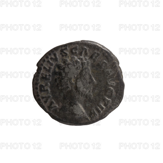 Denarius; Marcus Aurelius (121–180, Roman emperor 161–180; caesar 139–161) and Antoninus Pius (86–161, Roman emperor 138–161) issuer; Roman deities; iconography of Marcus Aurelius (heir to the throne; 138–161). Obverse: Head of Marcus Aurelius without a cap to the right, legend 'AVRELIVS CAES AVG PII F'. Reverse: Minerva walking to the right, holding a spear in her raised right hand and a shield visible from the center, legend 'TR POT XIIII - C, II'. Date: 159–160. Roman Empire (27 BC–476), Rome. Coin; diameter 17.5–18.5 mm, weight 3.22 g, axis 180°.