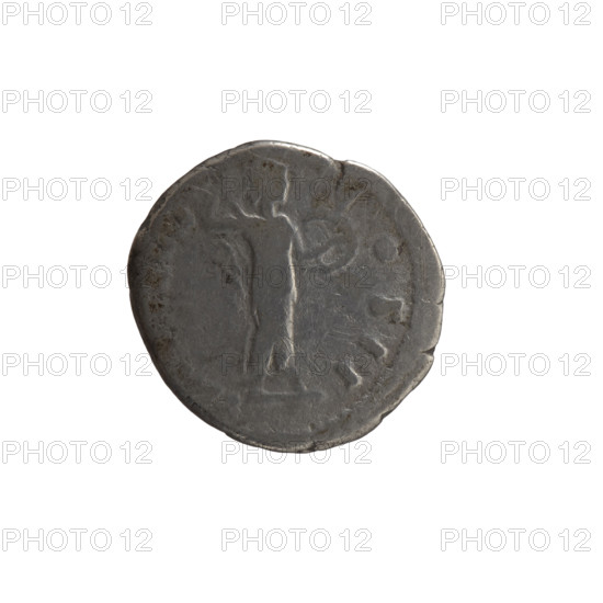 Denarius; obverse: head of Marcus Aurelius without a cap to the right, inscription VRELIVS CAES AVG PII F all around; reverse: Minerva walking to the right, holding a spear in her raised right hand and a shield in her left, inscription T·IIII·COSII all around. Issued by Antoninus Pius; Marcus Aurelius (heir to the throne) iconography includes Roman deities, shields, spears. Date: 159–160. Roman Empire, Rome. Coin: diameter 17.0–17.5 mm, weight 2.90 g, axis 180°. Makers/issuers: Marcus Aurelius (121–180; emperor 161–180; caesar 139–161), Antoninus Pius (86–161; emperor 138–161).