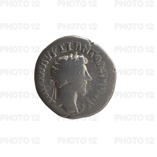Denarius, Marcus Aurelius (121–180; Roman emperor 161–180), issuer: Marcus Aurelius. Obverse: Head of Marcus Aurelius uncovered to the right; legend IMP M AVREL ANTONINV, AVG. Reverse: Concordia seated left, holding a patera in her right hand, resting her left hand on the figure of Spes; under the seat is a cornucopia; legend CORD AVG TR P XV, COS III. Iconography: Concordia (personification), Spes (personification), paterae, cornucopias. Date/period: Roman Empire, 161. Medium/function: coin (denarius). Dimensions: diameter 17.0–17.5 mm, weight 3.10 g, axis 345°.