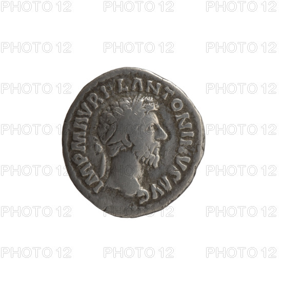 Denarius of Marcus Aurelius (121–180; Roman emperor 161–180). Obverse: Head of Marcus Aurelius with laurel wreath facing right, legend 'IMP M AVREL ANTONINVS AVG'. Reverse: Providentia standing left, holding a globe in her right hand and a cornucopia in her left, legend 'PROV DEOR TR P XV COS III'. Date: 161. Culture: Roman Empire. Place: Rome. Material: coin. Diameter: 17.0–18.0 mm. Weight: 2.80 g. Axis: 180 degrees. Subjects/iconography: Marcus Aurelius; Providentia (personification); globe (attribute); cornucopia.