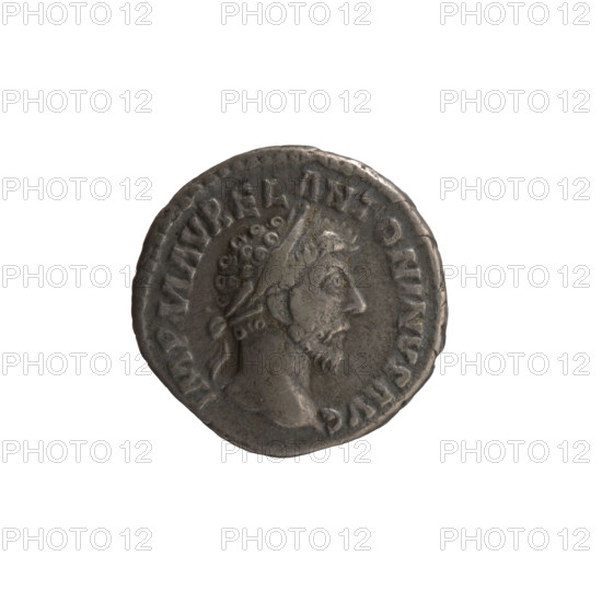 denarius, Marcus Aurelius (121–180; Roman emperor 161–180), issuer; obverse: head of Marcus Aurelius with laurel wreath facing right, inscription IMP M AVREL ANTONINVS AVG; reverse: Concordia seated left, holding a patera in her right hand and resting her left hand on the figure of Spes, who stands on a cornucopia, inscription CONCORD AVG TR P XVI, COS III; iconography: personifications, paterae, cornucopias, Spes; date: 161–162; Roman Empire (27 BC–476); Rome; coin; diameter 16.5–18.5 mm; weight 3.20 g; axis 0°