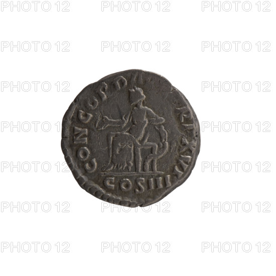 Denarius of Marcus Aurelius (121–180; Roman emperor 161–180). Obverse: Head of Marcus Aurelius uncovered facing right, inscription IMP M AVR L ANTONINVS AVG. Reverse: Concordia seated left, holding a patera in her right hand and resting her left hand on the figure of Spes, who stands on a cornucopia, inscription CONCORD. RP XVI, COS III. Date: 161–162. Rome, Roman Empire (27 BC–476). Coin; diameter 16.5–17.0 mm, weight 3.20 g, axis 0°.
