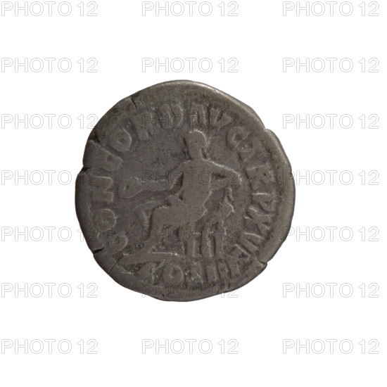 Denarius of Marcus Aurelius (121–180; Roman emperor 161–180), struck 161–162. Obverse: bareheaded bust of Marcus Aurelius to right, inscription IMP M AVR ANTONINVS AVG. Reverse: Concordia seated left holding a patera in her right hand and resting her left hand on the figure of Spes, who stands on a cornucopia; inscription CONCORD AVG TR P XVI COS III. Roman Empire, Rome. Silver coin; diameter 17.5 mm; weight 3.12 g; axis 180°.
