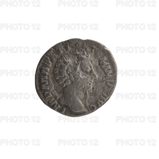 Denarius of Marcus Aurelius (121–180; Roman emperor 161–180), c. 161–162. Obverse: head of Marcus Aurelius uncovered, facing right, legend IMP M AVR TONINVS AVG. Reverse: Concordia seated left, holding a patera in her right hand and resting her left hand on the figure of Spes; under the seat is a cornucopia, legend CONCORD AV, RP XVI, COS III. Roman Empire; Rome. Silver coin; diameter 16–17 mm, weight 2.60 g, axis 0°.