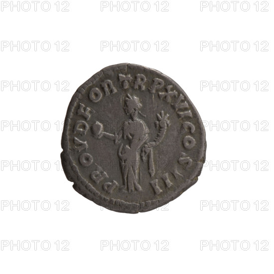 Denarius, Marcus Aurelius (121–180; Roman emperor 161–180), issuer. Obverse: Head of Marcus Aurelius uncovered facing right, legend IMP M AVREL ANTONINVS AVG. Reverse: Providentia standing left, holding a globe in her right hand and a cornucopia in her left, legend PROV DEOR TR P XVI COS III. Date: 161–162. Roman Empire (27 BC–476), Rome. Coin; diameter 17.0 mm; weight 3.15 g; axis 180°. Iconography: Marcus Aurelius, globe (attribute), cornucopias, Providentia (personification), personifications.