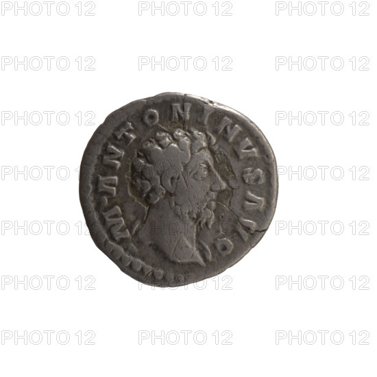 Denarius, Marcus Aurelius (121–180; Roman emperor 161–180), issuer Marcus Aurelius; obverse: head of Marcus Aurelius uncovered, with drapery on the left shoulder, facing right, inscription M ANTONINVS AVG; reverse: Providentia standing left, holding a globe in the right hand and a cornucopia in the left, inscription PROV DEOR TR P XVI COS III; date 161–162; Roman Empire (27 BC–476), Rome; coin; diameter 17.0–17.5 mm; weight 3.00 g; axis 180°.
