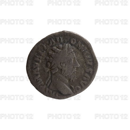 Denarius, Marcus Aurelius (121–180; Roman emperor 161–180), issuer: Marcus Aurelius; obverse: Head of Marcus Aurelius with laurel wreath and drapery on the left shoulder, facing right, inscription IMP M AVREL ANTONINVS AVG; reverse: Providentia standing left, holding a globe in the right hand and a cornucopia in the left, inscription PROV DEOR TR P XVI COS III; date: 161–162; culture: Roman Empire (27 BC–476), Rome; medium: coin; dimensions: diameter 16.0–18.0 mm, weight 2.55 g; axis 15 degrees.