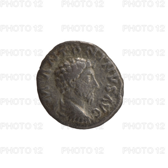 Denarius of Marcus Aurelius (121–180; Roman emperor 161–180). Obverse: Bust of Marcus Aurelius, bareheaded, in armor, facing right, inscription 'M ANTONINVS AVG'. Reverse: Providentia standing left, holding a globe in her right hand and a cornucopia in her left, inscription 'PROV DEOR TR P XVI C, III'. Date: 161–162. Culture: Roman Empire. Place: Rome. Medium: coin. Diameter: 15.0–16.5 mm. Weight: 2.60 g. Axis: 180 degrees.