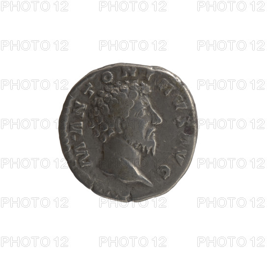 Denarius of Marcus Aurelius (121–180; Roman emperor 161–180). Obverse: head of Marcus Aurelius uncovered, facing right, inscription 'M ANTONINVS AVG.' Reverse: Concordia seated left, holding a patera in her right hand and resting her left hand on the figure of Spes, who stands on a cornucopia; inscription 'CO, AVG TR P XVII' around, 'COS III' in exergue. Date: 162–163. Roman Empire, Rome. Coin; diameter 17.0 mm; weight 3.25 g; axis 0°.