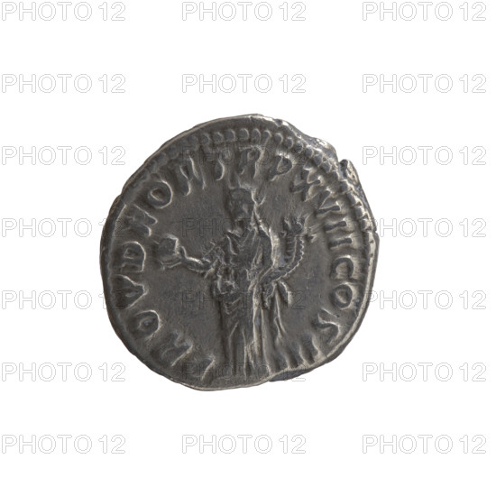 Denarius of Marcus Aurelius (121–180; Roman emperor 161–180), obverse: head of Marcus Aurelius with laurel wreath facing right, inscription IMP M ANTO INVS AVG; reverse: Providentia standing left, holding a globe in her right hand and a cornucopia in her left, inscription PROV DEOR TR P XVII COS III. Iconography: Marcus Aurelius; Providentia (personification); globe (attribute); cornucopia. Date: 162–163. Roman Empire (27 BC–476), Rome. Coin; diameter 17.5 mm; weight 3.20 g; axis 180°.