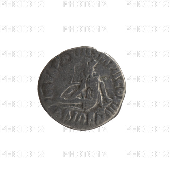 Denarius of Marcus Aurelius (121–180; Roman emperor 161–180). Obverse: head of Marcus Aurelius with a laurel wreath to the right, inscription TONINVS AVG. Reverse: personification of Armenia in a short robe, trousers and a pointed cap, seated left, supporting her head with her right hand, left hand on a bow and a quiver, with a shield and a standard (vexillum) before her; inscription PM TR P XVIII IMP II COS III and legend ARMEN. Date: 163–164. Rome, Roman Empire. Coin, diameter 16–17 mm, weight 2.60 g, axis 180°.
