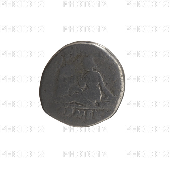 Denarius of Marcus Aurelius (121–180; Roman emperor 161–180). Obverse: Head of Marcus Aurelius with laurel wreath facing right, legend AVG. Reverse: Personification of Armenia seated left wearing a short robe, trousers and a pointed cap; she supports her head with her right hand and rests her left hand on a bow and a quiver, with a shield and a standard (vexillum) in front of her; reverse legend RPX, COS III, in the episode ARMEN., 163–164. Iconography includes Armenia (personification), bows, shields, quivers, vexillum. Roman Empire, Rome; coin; diameter ~16–17 mm; weight 2.9 g; axis 180°.