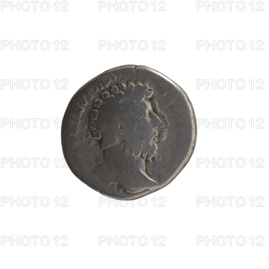 Denarius of Marcus Aurelius (121–180; Roman emperor 161–180). Obverse: Head of Marcus Aurelius without a covering to the right, inscription NINVS AV, - ARM, all around. Reverse: Armenia personified, in a short robe, trousers and a pointed cap, seated to the left; in front of her a shield and a standard (vexillum), supporting her head with her right hand, resting her left hand on a bow and a quiver, inscription PM TR P XV, COS III, in the exergue ARMEN. Dated 163–164. Roman Empire (27 BC–476), Rome. Coin, silver; weight 3.08 g; diameter 16.0–17.0 mm; axis 180°.