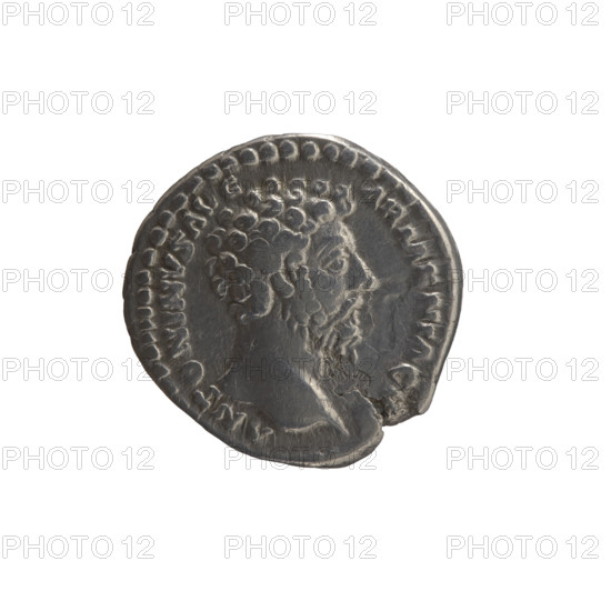 Denarius of Marcus Aurelius (121–180; Roman emperor 161–180), 163–164. Obverse: head of Marcus Aurelius without a cap facing right, legend ANTONINVS AVG - ARMENIAC. Reverse: Mars standing right, holding a spear with the tip down in his right hand and resting his left hand on a shield, legend M TR P XVIII - IMP II COS III. Roman Empire, Rome. Coin; diameter 18.0–18.5 mm, weight 3.10 g, axis 0°.