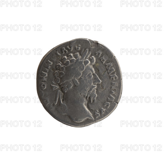 Denarius of Marcus Aurelius (121–180; Roman emperor 161–180), 163–164. Obverse: head of Marcus Aurelius with laurel wreath facing right, inscription ONIN S AVG - ARMENIACVS. Reverse: Mars standing right, holding a spear with the head down in his right hand and resting his left hand on a shield, inscription PM TR P XVIII - IMP II COS III. Roman Empire (27 BC–476), Rome. Coin; silver; diameter 17.0 mm; weight 3.10 g; axis 0°.