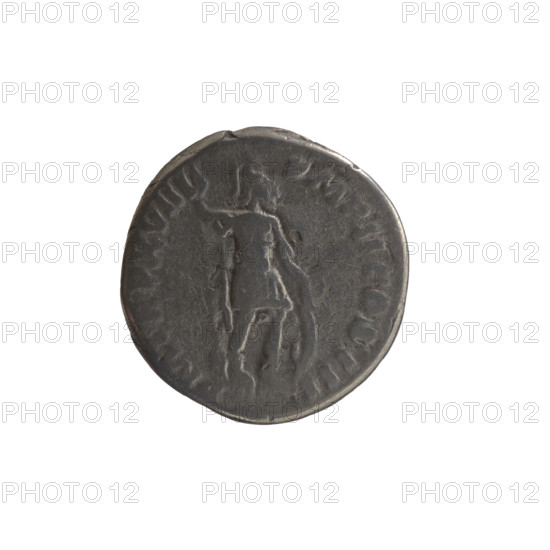 Denarius of Marcus Aurelius (121–180; Roman emperor 161–180), 163–164. Obverse: head of Marcus Aurelius with laurel wreath facing right, inscription ONIN, S AVG - ARMENIACVS. Reverse: Mars standing right, holding a spear with the head down in his right hand and resting his left hand on a shield, inscription PM TR P XVIII - IMP II COS III. Roman Empire; Rome. Coin; silver. Diameter 17.0 mm, weight 3.10 g, axis 0°.