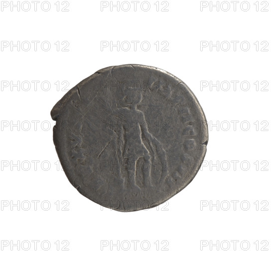 Denarius of Marcus Aurelius (121–180; Roman emperor 161–180), 163–164. Obverse: Head of Marcus Aurelius with laurel wreath facing right, inscription M ANT•NINVS AVG. Reverse: Mars standing right, holding a spear with the tip down in his right hand and resting his left hand on a shield, inscription TR P XVIII – IMP II COS II. Roman Empire (27 BC–476), Rome. Coin; silver; diameter 17.5 mm; weight 2.67 g; axis 180°.