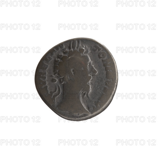 Denarius, Marcus Aurelius (121–180; Roman emperor 161–180), obverse: Head of Marcus Aurelius with laurel wreath facing right, inscribed AVREL AN-TONINVS AVG; reverse: Mars standing right, holding a spear in his right hand, resting his left hand on a shield standing on the ground, inscribed TR P XXXIII. Roman Empire, 178–179. Coin; diameter 16.5–17.5 mm, weight 2.55 g, axis 165°.