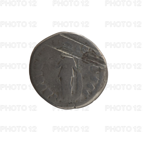 Denarius, Marcus Aurelius (121–180; Roman emperor 161–180), 163–164. Obverse: Bust of Marcus Aurelius without a covering, in armor, right, inscription TONINVS - AVG IMP II all around. Reverse: Minerva stands left, holds a branch in her right hand, supports a round shield with a spear in her left hand, inscription TR P XVIII - C, S III all around. Roman deities; iconography: Marcus Aurelius, shields, spears. Roman Empire (27 BC–476). Coin; silver; weight 3.45 g; diameter ~17–18 mm; axis 180 degrees.