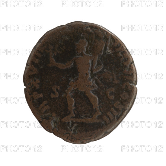 as/dupondius, Marcus Aurelius (121–180; Roman emperor 161–180) (issuer); obverse: Head of Marcus Aurelius without a covering to the right, legend M ANTONINVS AV, PM; reverse: Mars walking to the left, holding a figure of Victoria in his outstretched right hand and a trophy in his left, legend TR P XVIII —, II COS III, in SC; dated 163–164; Roman Empire (27 BC–476), Rome; coin (dupondius); diameter 24.0–26.0 mm; weight 11.35 g; axis 345°.