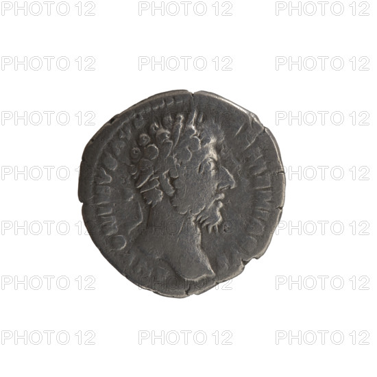 Denarius, Marcus Aurelius (121–180; Roman emperor 161–180) — obverse: Head of Marcus Aurelius with laurel wreath facing right, inscription ANTONINVS AVG — reverse: Felicitas stands left, rests her right leg on a globe, holds a caduceus in her right hand and a cornucopia in her left, inscriptions PM TR P XIX, P II, S III; dated 164–165, Roman Empire (27 BC–476), Rome; coin; diameter 17.5 × 18.2 mm, weight 3.06 g.