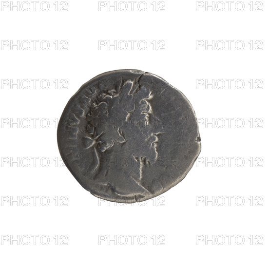 Denarius of Marcus Aurelius (121–180; Roman emperor 161–180), c. 164–165. Obverse: head of Marcus Aurelius with laurel wreath facing right, inscription NINVS AVGARCVS around. Reverse: Felicitas standing left, right leg resting on globe, holding caduceus in right hand and cornucopia in left, inscription PM TR P XIX IMP II COS III around. Iconography: caducei, Felicitas (personification), personifications, cornucopias, globe (attribute). Roman Empire (27 BC–476). Coin: diameter 16.0–17.0 mm, weight 2.70 g, axis 0°.