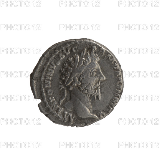 Denarius of Marcus Aurelius (121–180; Roman emperor 161–180). Obverse: Head of Marcus Aurelius in a laurel wreath facing right, inscription M ANTONINV, AVG - ARM PARTH MAX. Reverse: Pax standing left, holding a branch in his right hand and a cornucopia in his left, inscription TR P XX IMP IIII COS III; episode PAX, 166. Roman Empire (27 BC–476), Rome. Coin; diameter 18.0–18.5 mm, weight 3.25 g, axis 0°.