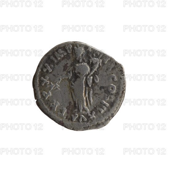 Denarius of Marcus Aurelius (121–180; Roman emperor 161–180). Obverse: Head of Marcus Aurelius in a laurel wreath facing right, legend ANTONINVS AVG - ARM PA, TH, AX around. Reverse: Pax standing left, holding a branch in his right hand and a cornucopia in his left, legend TR P XX IMP - IIII COS III around; episode PAX, 166. Roman Empire, Rome. Coin; diameter 17.0–18.0 mm, weight 3.35 g, axis 180°.