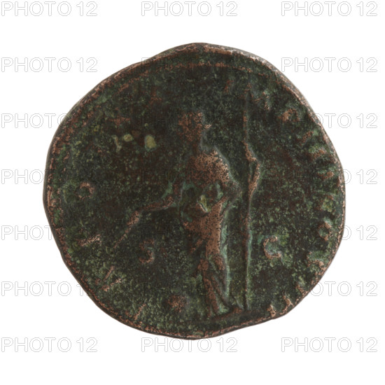 sestertius, Marcus Aurelius (121–180; Roman emperor 161–180) (issuer); obverse: head of Marcus Aurelius in a laurel wreath facing right, inscription M AVR NTONINVS G ARMENIACVS PM; reverse: Providentia standing frontally, head turned left, holding a long scepter in her left hand and a wand in her right, below a globe, inscription TR POT XX IMP III COS III in SC fields; date: 165–166; Roman Empire (27 BC–476); Rome; coin; diameter 29.5–30.0 mm; weight 22.30 g; axis 180°.