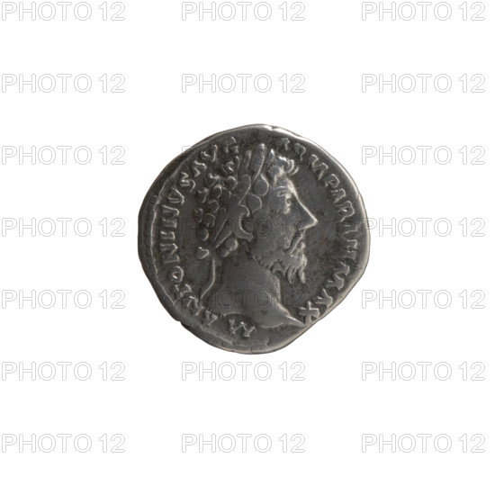 Denarius of Marcus Aurelius (reigned 161–180). Obverse: Head of Marcus Aurelius with laurel wreath facing right, inscription 'M ANTONINVS AVG - ARM PARTH MAX'. Reverse: Aequitas seated left, holding scales in right hand and a cornucopia in left, inscription 'TR P XXII IMP - V - COS III'. Date: 168. Roman Empire; Rome. Coin; diameter 17.5–18.0 mm; weight 3.45 g; axis 180°.