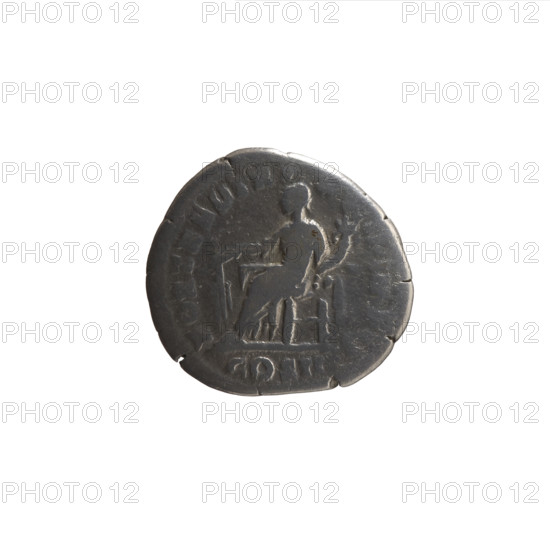 Denarius of Marcus Aurelius (121–180; Roman emperor 161–180), issuer Marcus Aurelius; obverse: head of Marcus Aurelius with laurel wreath facing right, legend M ANTONINVS AV, ARTH MAX; reverse: Fortuna seated left, holding a rudder in her right hand and a cornucopia in her left, legend FORT RED TR P - XXII IMP V, COS III; iconography: personifications, Fortuna, cornucopia, rudder; date: 168; culture: Roman Empire; place: Rome; object type: coin; material: silver; diameter 18.5 mm; weight 3.15 g; axis 195°.