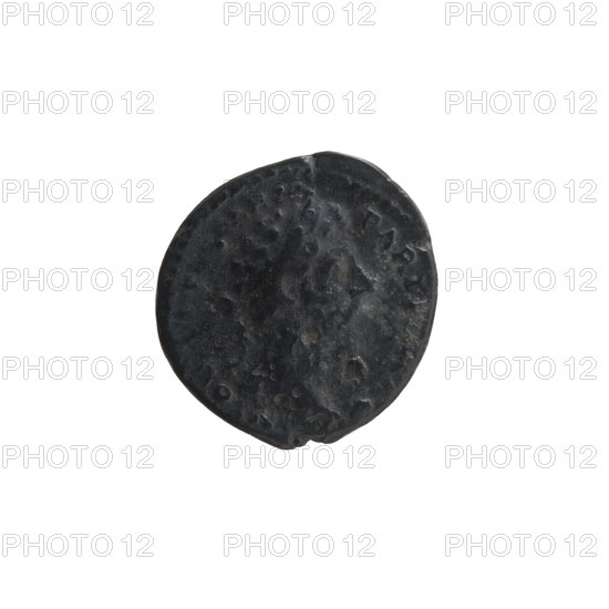 Denarius of Marcus Aurelius (121–180; Roman emperor 161–180), issuer Marcus Aurelius. Obverse: head of Marcus Aurelius with laurel wreath facing right; inscriptions NTON, AR, A around. Reverse: Fortuna seated left, holding a rudder in her right hand and a cornucopia in her left; inscription FORT RED TR P - XXII IMP V around, COS III; dated to 168. Roman Empire (27 BC–476), Rome. Coin: diameter 18.5 mm, weight 3.25 g, axis 0°.